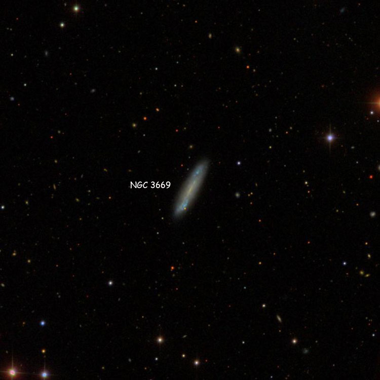 SDSS image of region near spiral galaxy NGC 3669