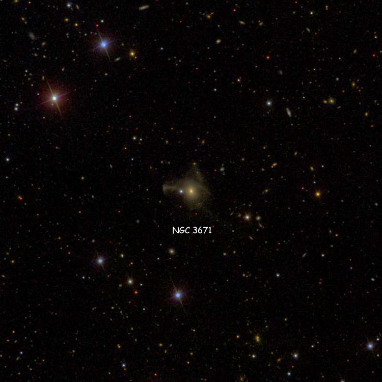 SDSS image of region near lenticular galaxy NGC 3671