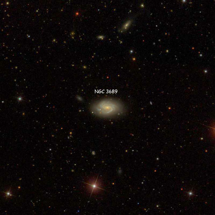 SDSS image of region near spiral galaxy NGC 3689