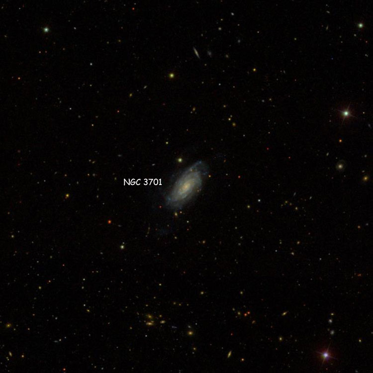SDSS image of region near spiral galaxy NGC 3701