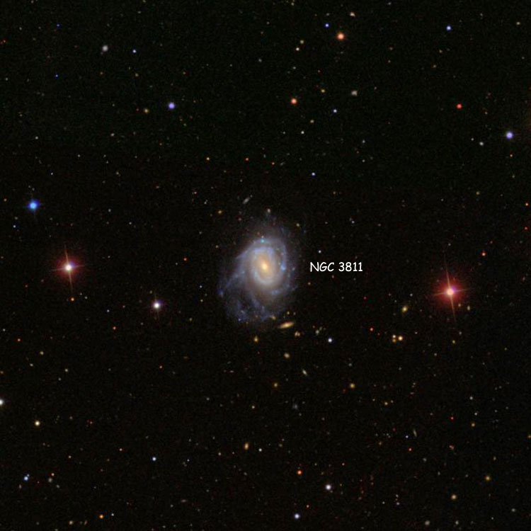 SDSS image of region near spiral galaxy NGC 3811
