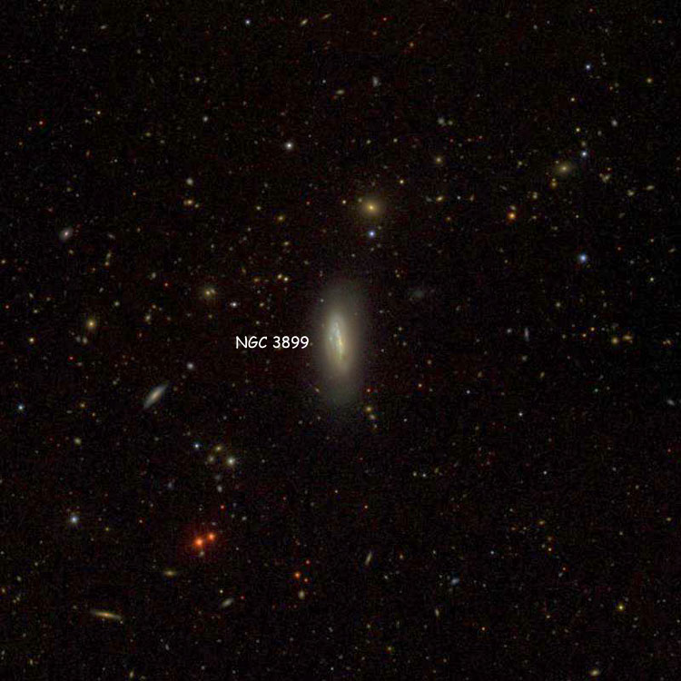 SDSS image of region near spiral galaxy NGC 3899, also known as NGC 3912
