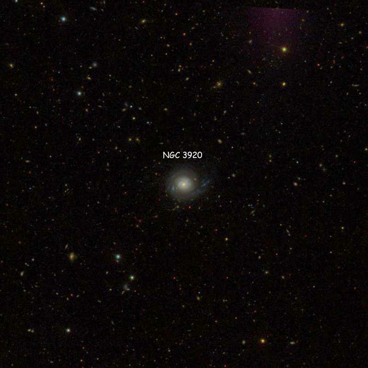 SDSS image of region near spiral galaxy NGC 3920