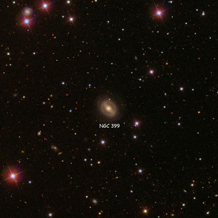 SDSS image of region near lenticular galaxy NGC 399