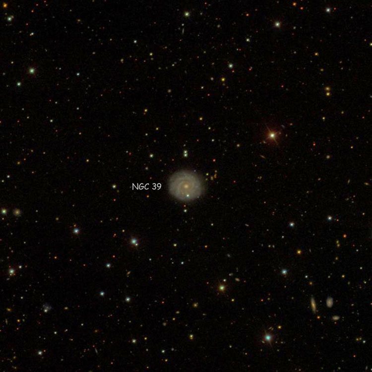 SDSS image of region near spiral galaxy NGC 39