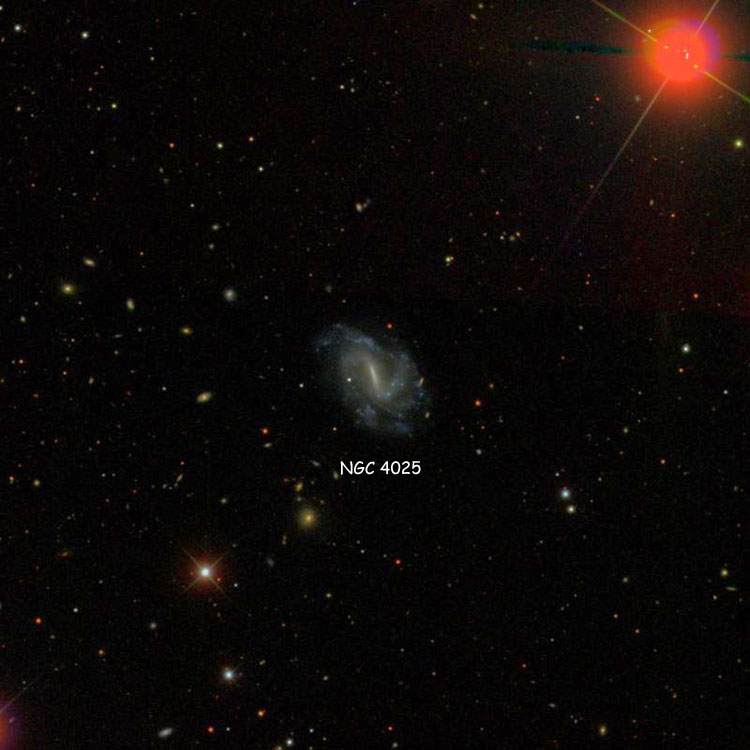 SDSS image of region near spiral galaxy NGC 4025
