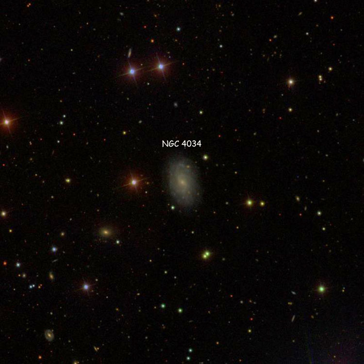 SDSS image of region near spiral galaxy NGC 4034