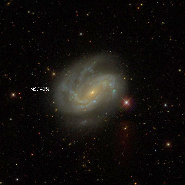 SDSS image of region near spiral galaxy NGC 4051