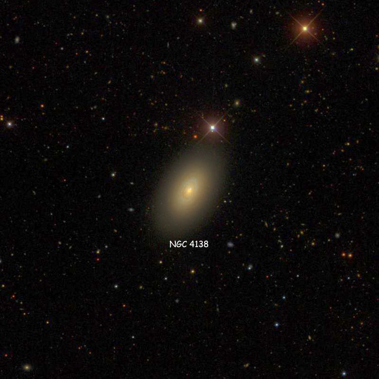 SDSS image of region near spiral galaxy NGC 4138