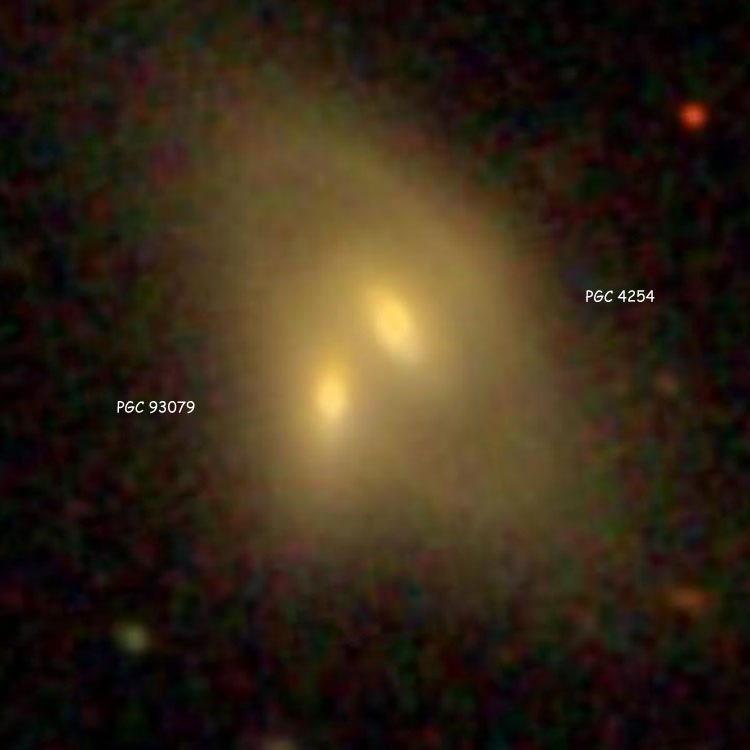 SDSS image of lenticular galaxies PGC 4254 and PGC 93079, which comprise NGC 414
