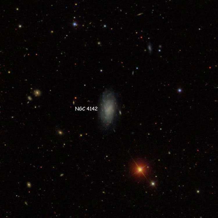 SDSS image of region near spiral galaxy NGC 4142