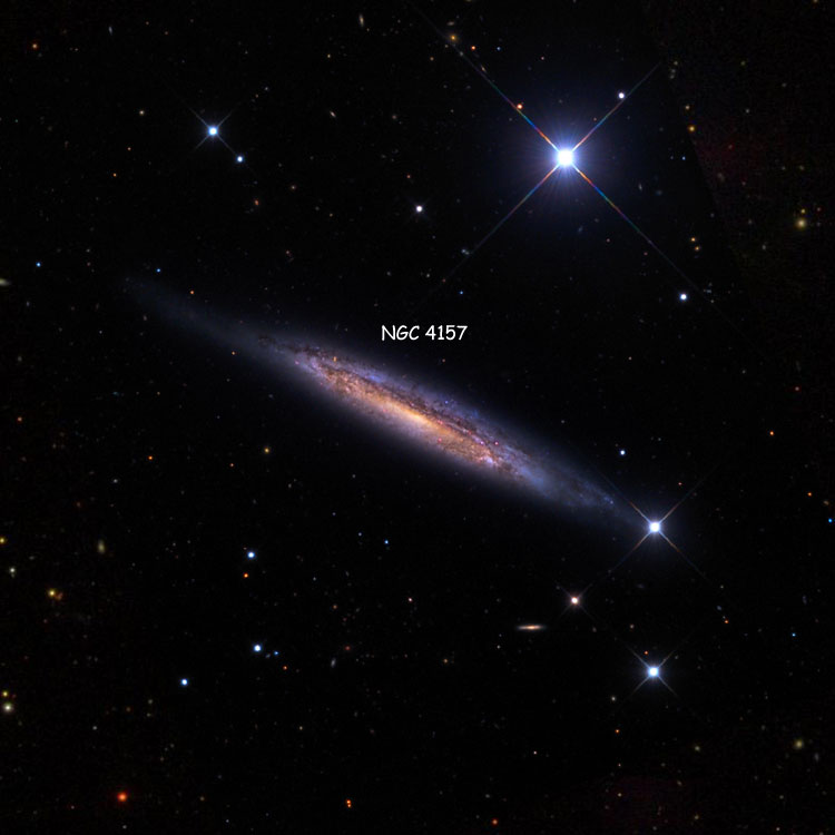 Mount Lemmon SkyCenter image of region near spiral galaxy NGC 4157, overlaid on an SDSS background to fill in missing areas