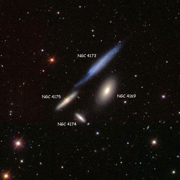 SDSS image of region centered on The Box (NGC 4169, 4173, 4174 and 4175)