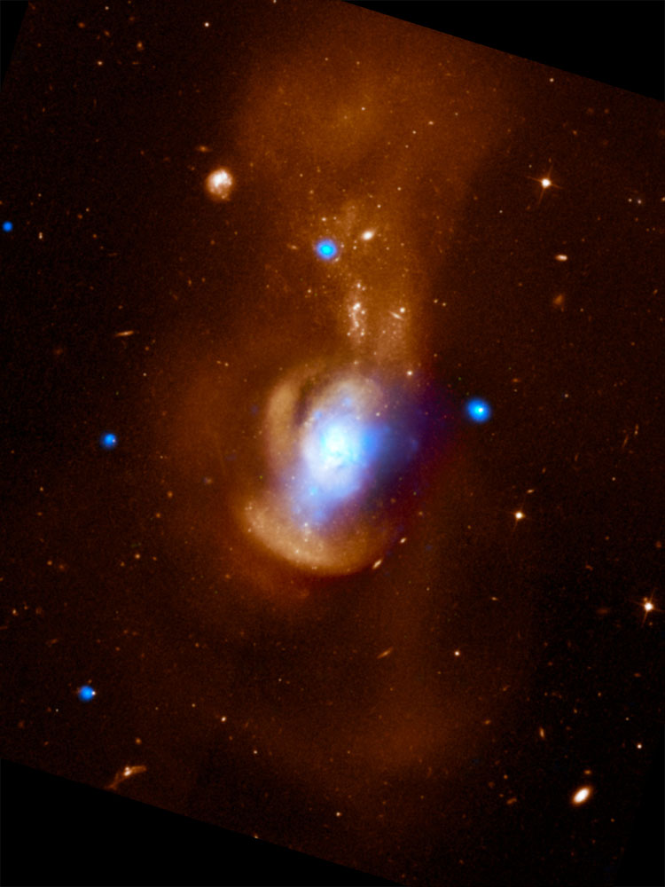 A composite Chandra X-ray and HST visual image of the peculiar spiral galaxy NGC 4194