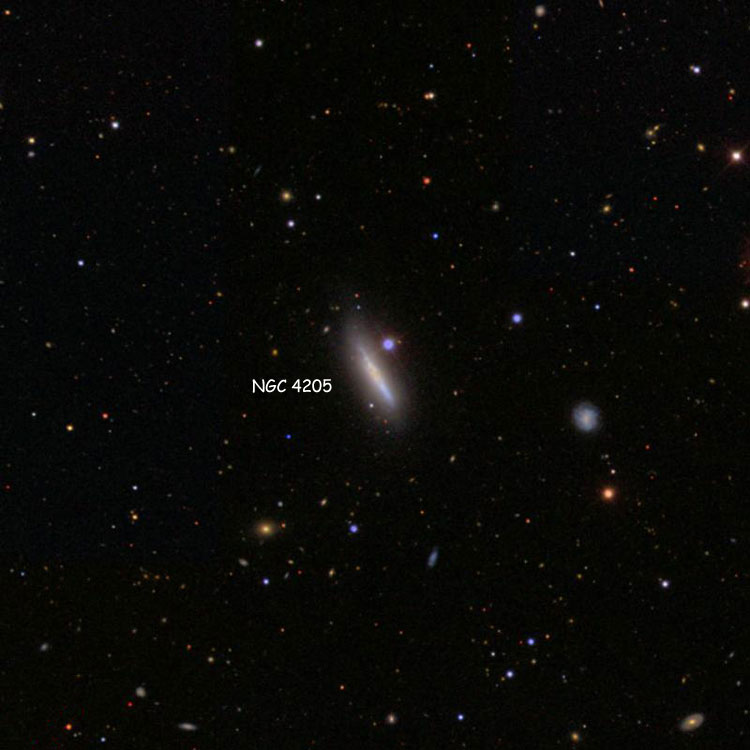 SDSS image of region near spiral galaxy NGC 4205
