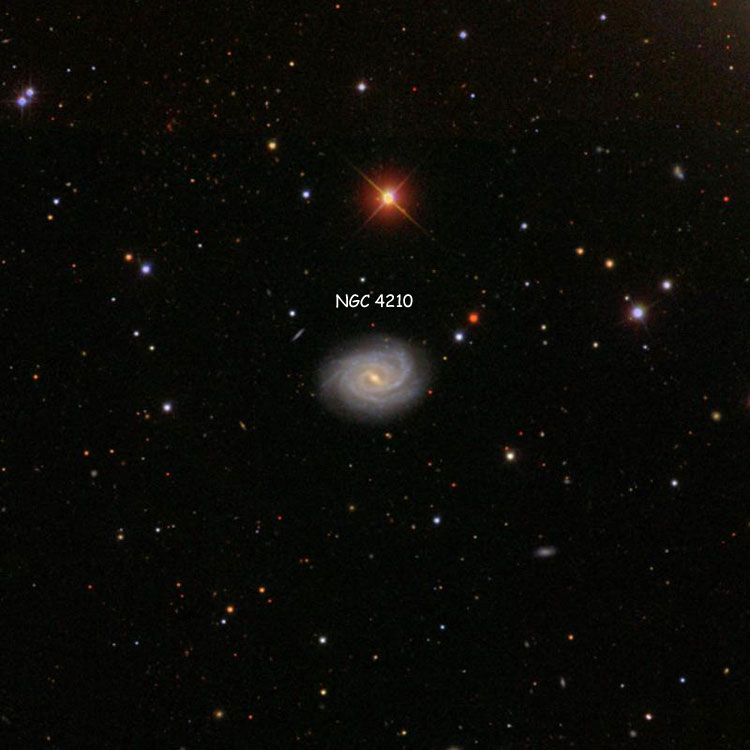SDSS image of region near spiral galaxy NGC 4210