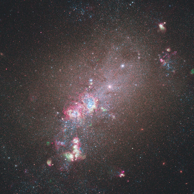 HST detail of central third of irregular galaxy NGC 4214