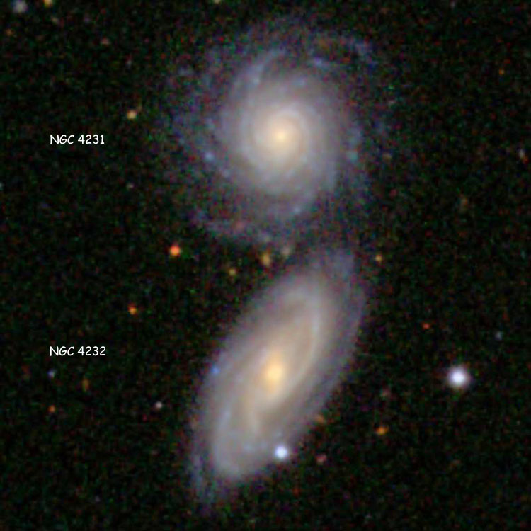 SDSS image of spiral galaxies NGC 4231 and 4232