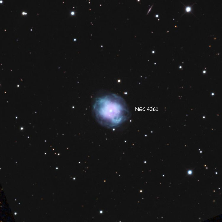 Caelum Observatory image of region near planetary nebula NGC 4361