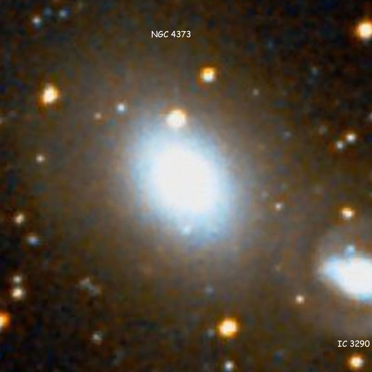 DSS image of lenticular galaxy NGC 4373, also showing part of spiral galaxy IC 3290