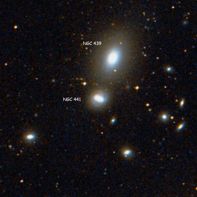 DSS image of region near lenticular galaxy NGC 441, also showing NGC 439