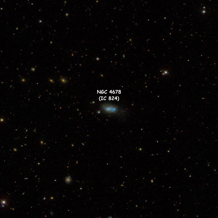 SDSS image of region centered on irregular galaxy NGC 4678