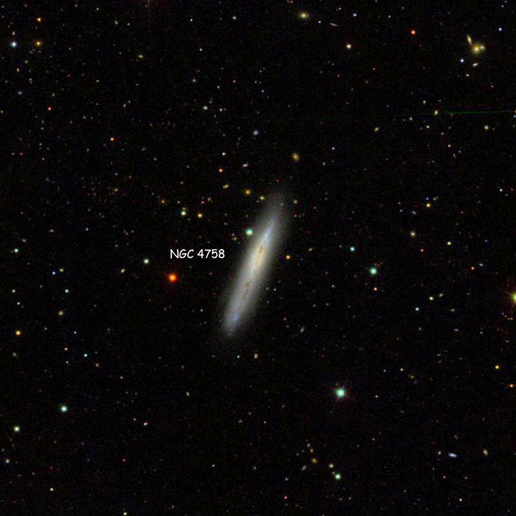 SDSS image of region near spiral galaxy NGC 4758