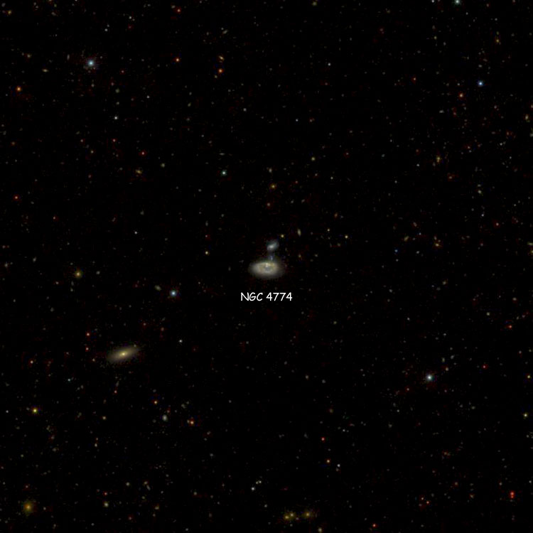 SDSS image of region near ring galaxy NGC 4774, the Kidney Bean Galaxy
