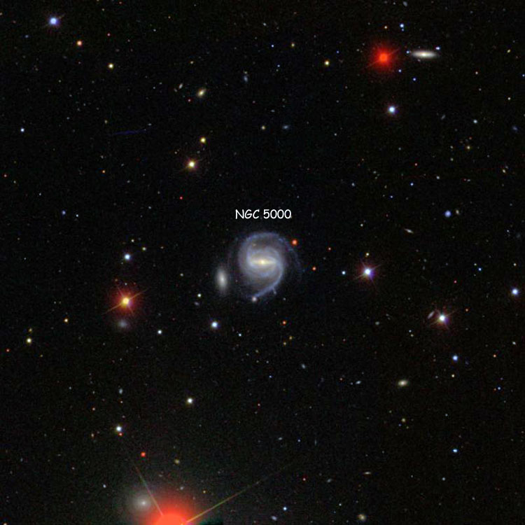 SDSS image of region near spiral galaxy NGC 5000