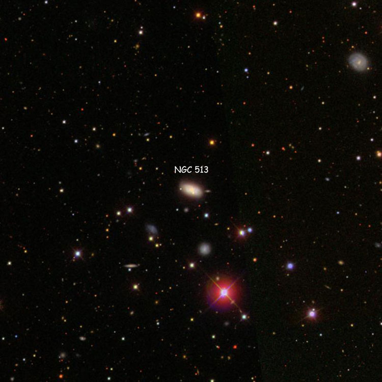 SDSS image of region near spiral galaxy NGC 513
