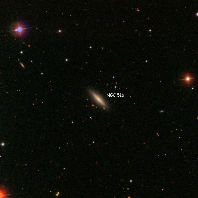 SDSS image of region near lenticular galaxy NGC 516