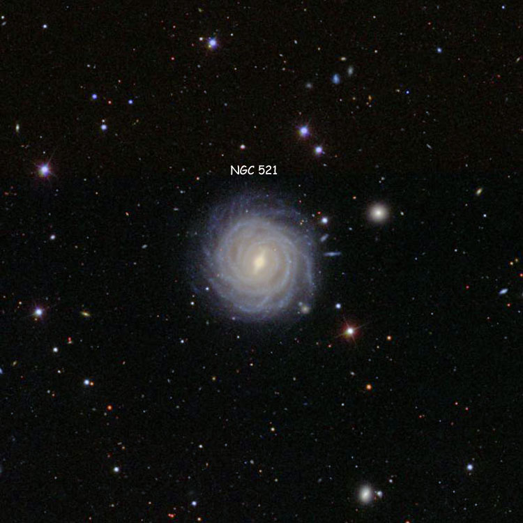 SDSS image of region near spiral galaxy NGC 521