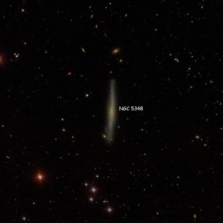 SDSS image of region near spiral galaxy NGC 5348