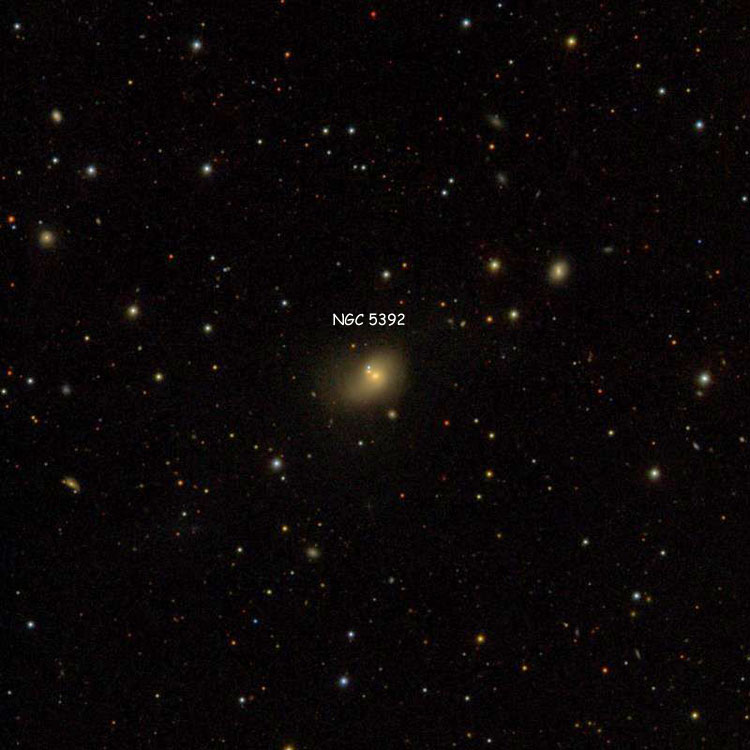 SDSS image of region near peculiar lenticular galaxy NGC 5392