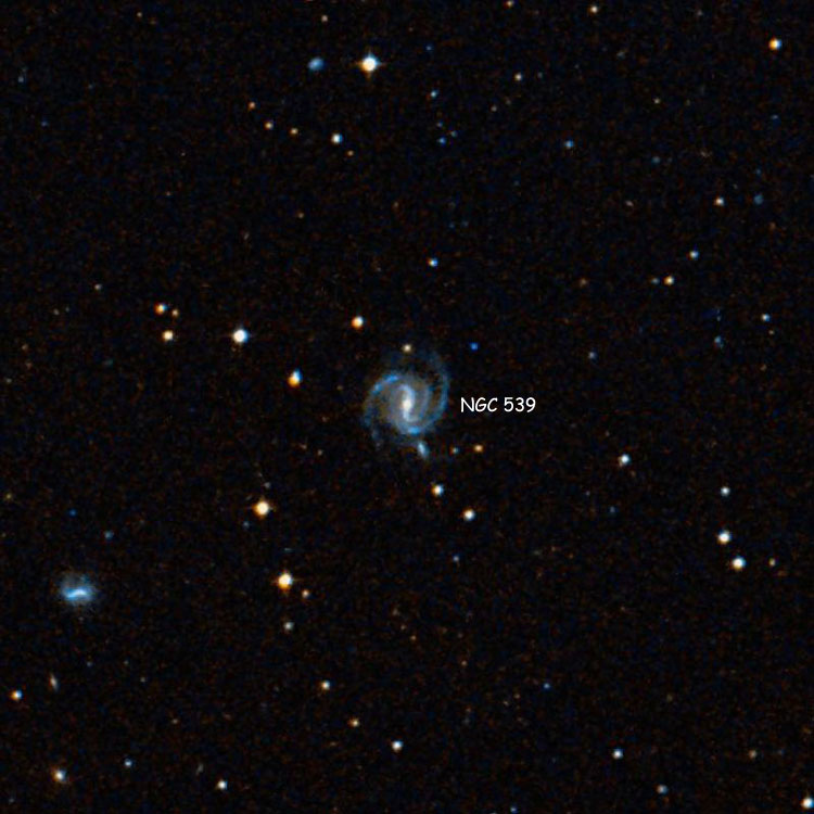 DSS image of region near spiral galaxy NGC 539