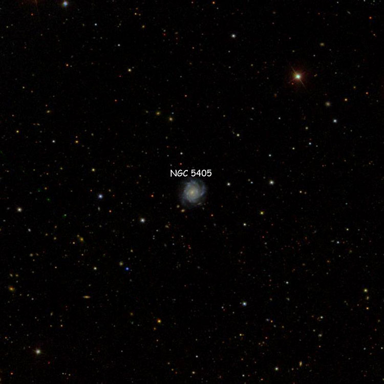 SDSS image of region near spiral galaxy NGC 5405