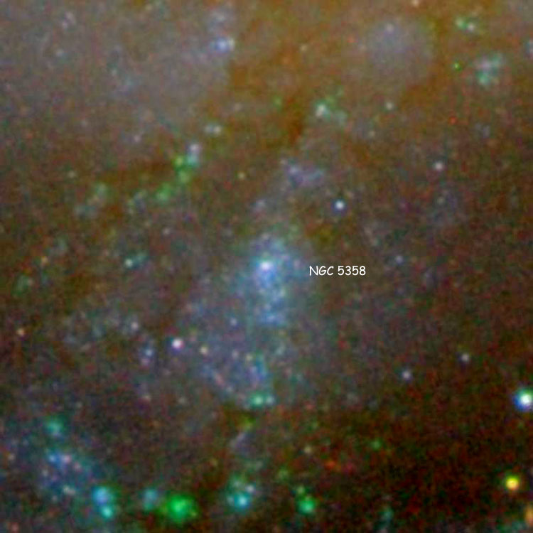 SDSS image of star clouds in M101 listed as NGC 5458, in the southern arm of the galaxy