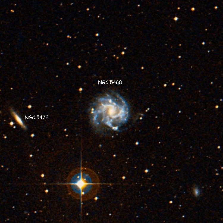 DSS image of region near spiral galaxy NGC 5468, also showing NGC 5472