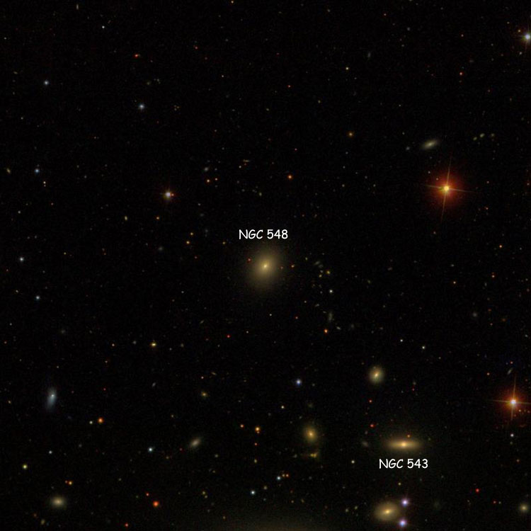 SDSS image of region near elliptical galaxy NGC 548, also showing NGC 543