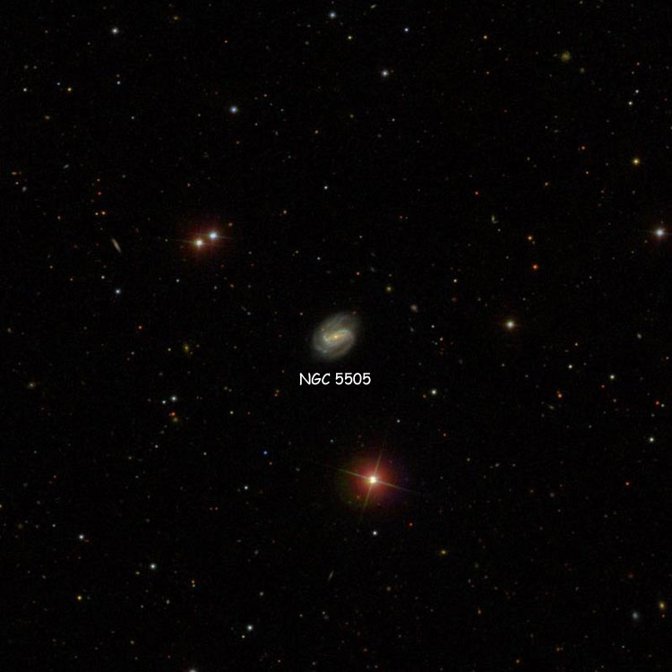 SDSS image of region near spiral galaxy NGC 5505