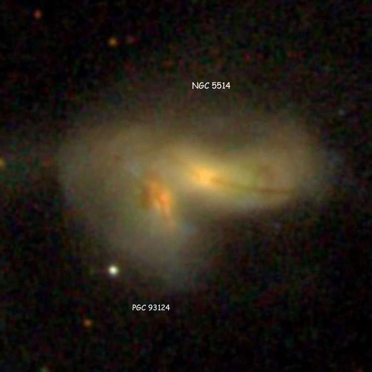 SDSS image of interacting spiral galaxies NGC 5514 and PGC 93124