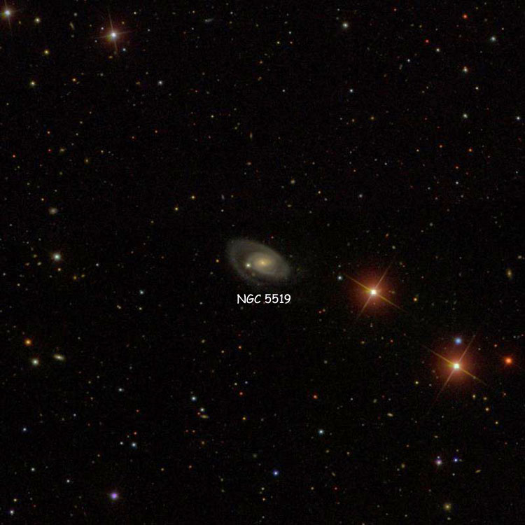 SDSS image of region near spiral galaxy NGC 5519
