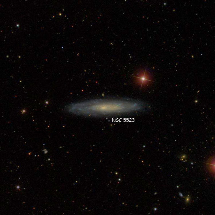 SDSS image of region near spiral galaxy NGC 5523