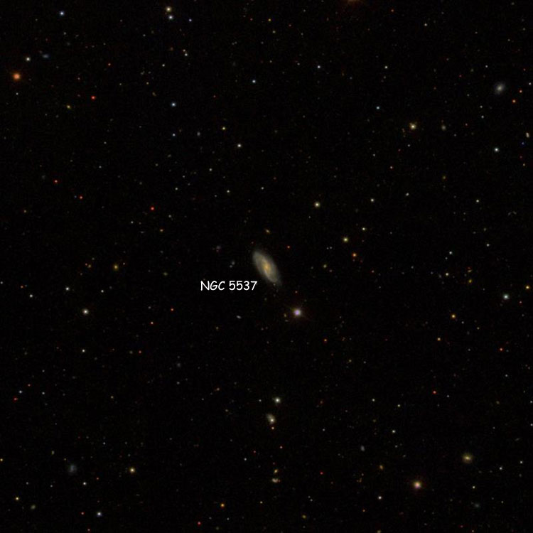 SDSS image of region near spiral galaxy NGC 5537
