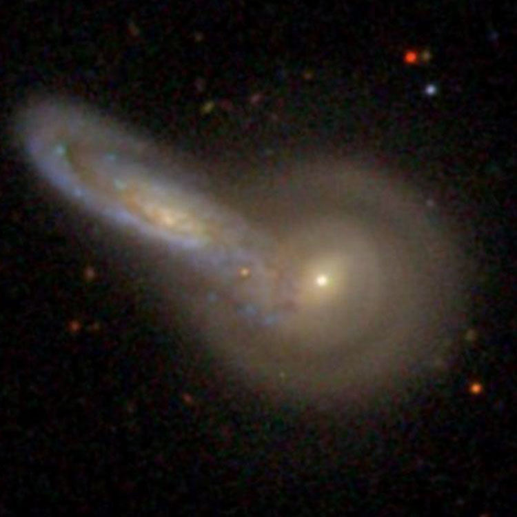 SDSS image of lenticular galaxy NGC 5544 and spiral galaxy NGC 5545, which comprise Arp 199