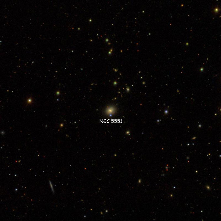 SDSS image of region near spiral galaxy NGC 5551