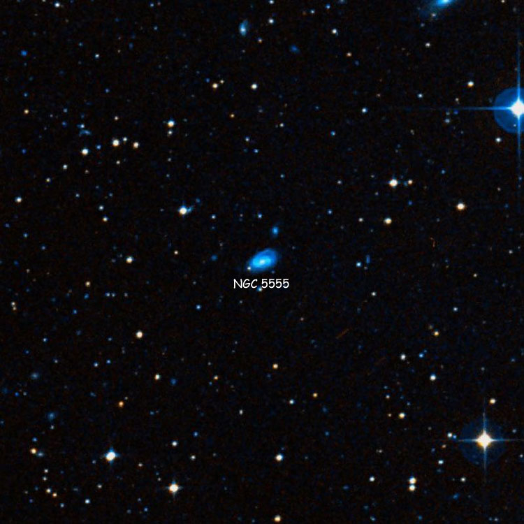 DSS image of region near spiral galaxy NGC 5555