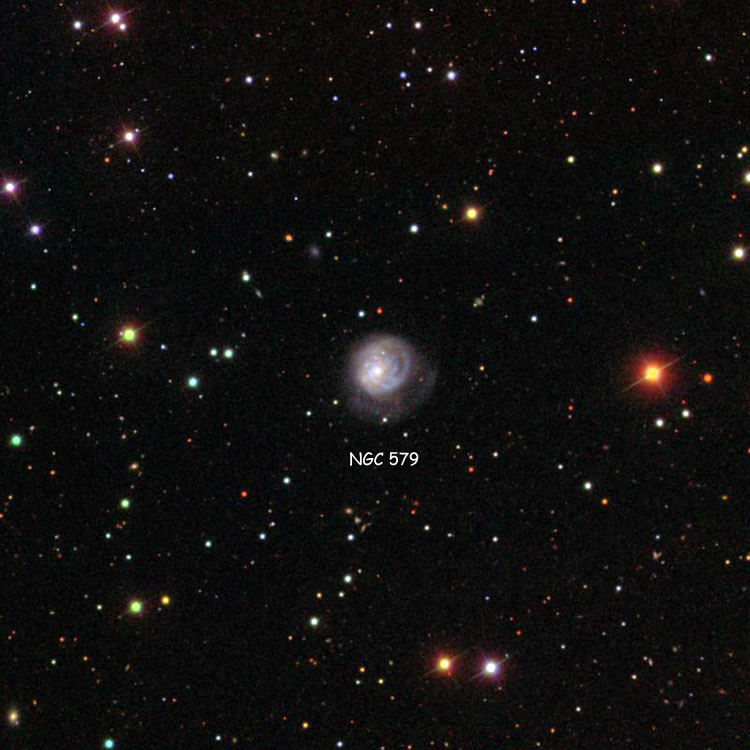 SDSS image of region near spiral galaxy NGC 579