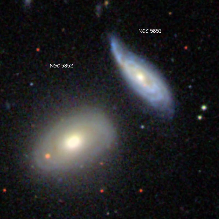 SDSS image of spiral galaxies NGC 5851 and 5852