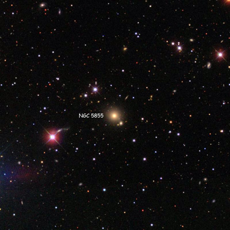 SDSS image of region near compact galaxy NGC 5855